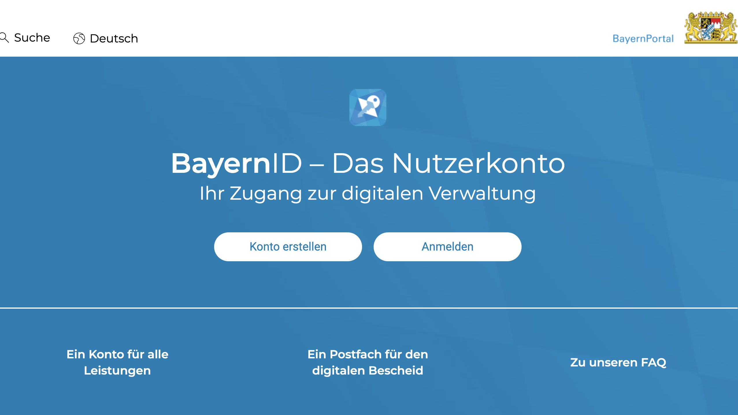 Screenshot BayernID auf Bayernportal